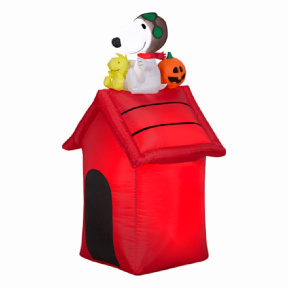 Peanuts Snoopy WWI Flying Ace Woodstock Halloween Airblown Inflatable Decor NWT